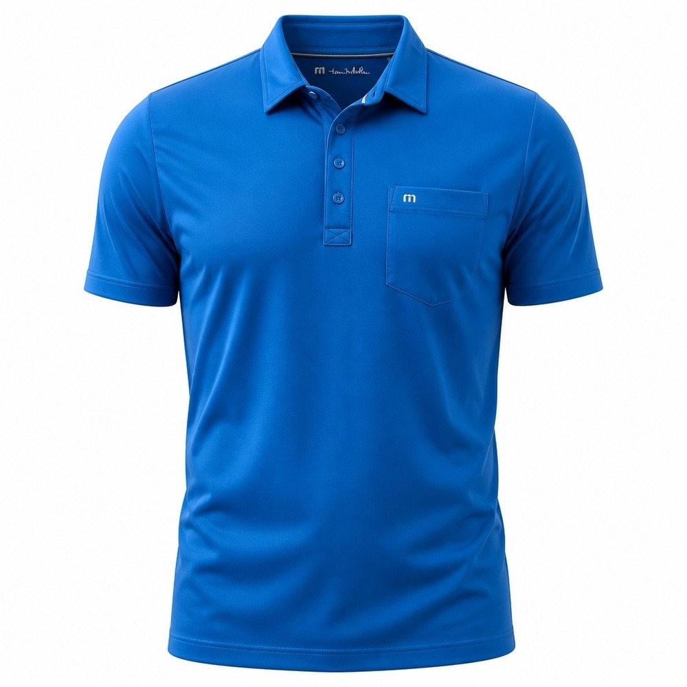 TravisMathew Mens XXL Blue Pebble Beach Golf Links Short‎ Sleeve Polo Shirt